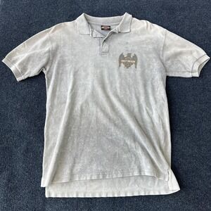 Harley-Davidson Polo Shirt Mens Medium Gray Made USA Bar & Shield R.K. Stratman
